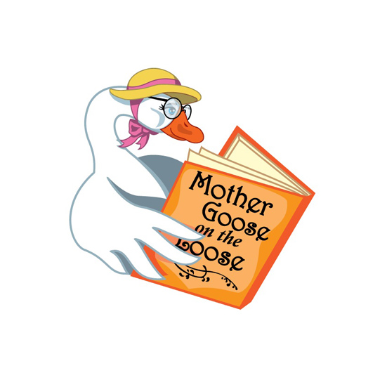 Mother Goose reading a book