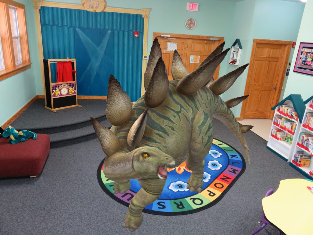 Stegosaurus in Story Time area