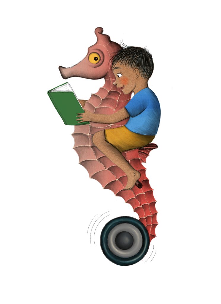boy riding seahorse