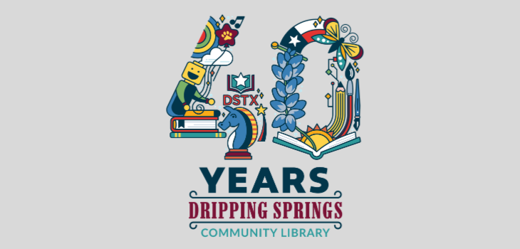 Dripping Springs Community Library 40 years logo